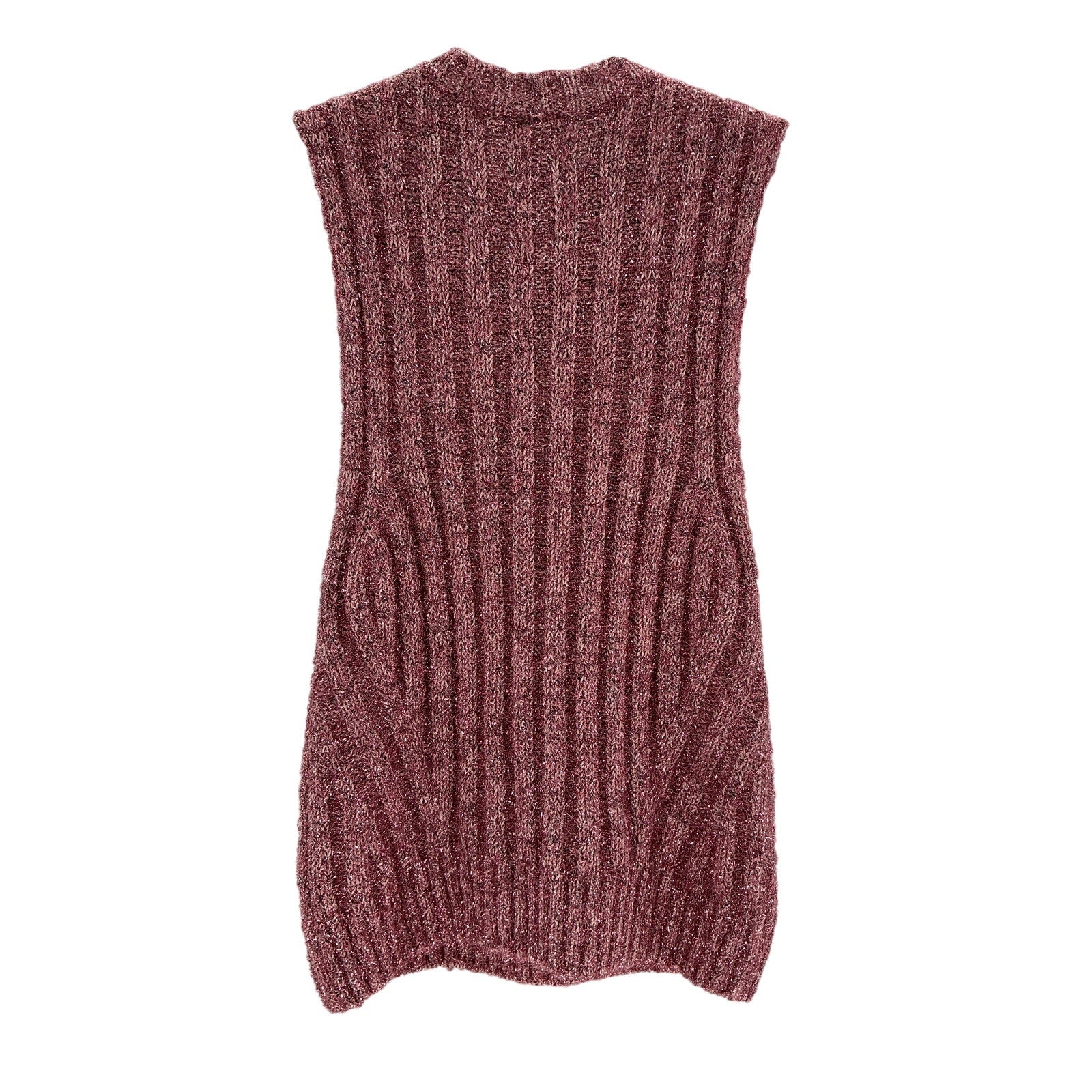 Ganni Metallic Pink Polyamide Knit Ribbed Vest Top Size M