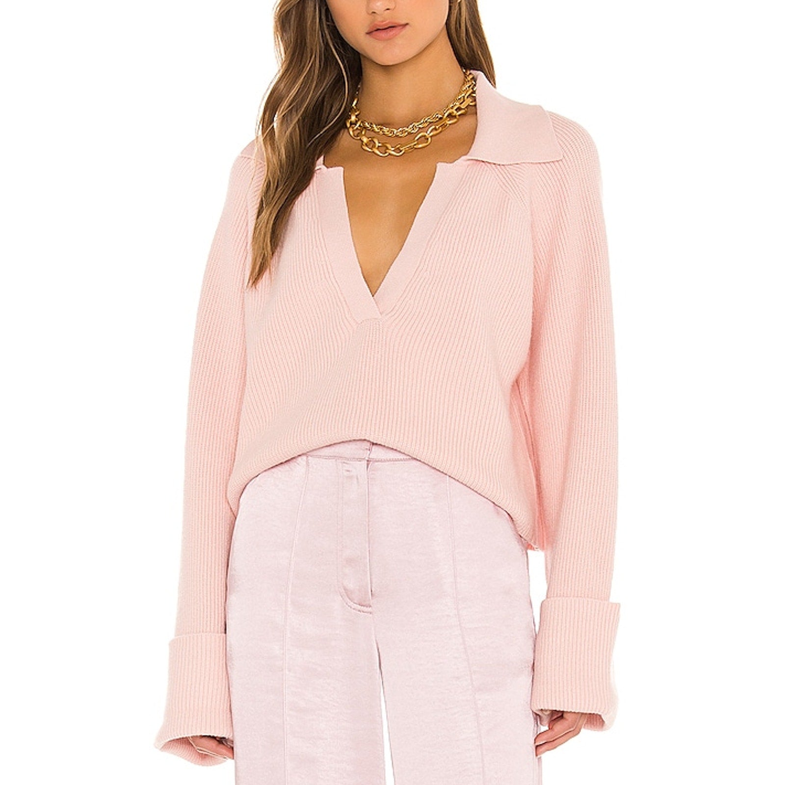 L'Academie 'Harvey' Pink Rayon Pullover Size S