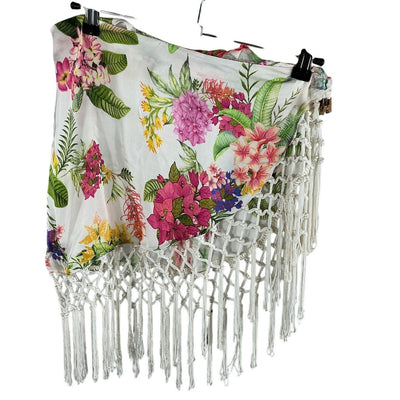 Rococo Sand Tropical White Multi Rue Pareo Wrap Skirt Size S