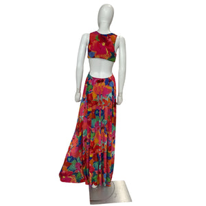 Michael Costello Vibrant Floral Print Daffodil Gown Size S