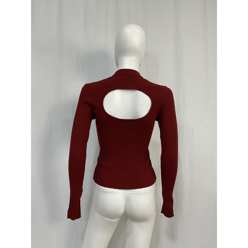Proenza Schouler Red Viscose Long Sleeve Knit Top Size M