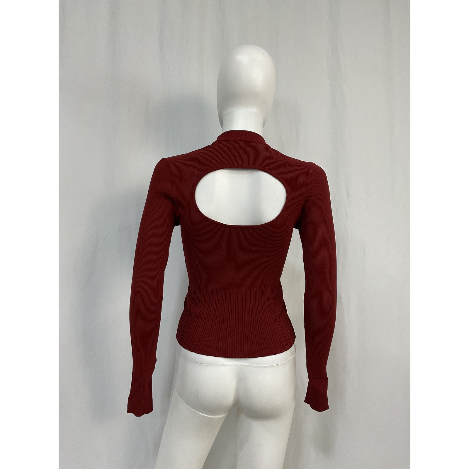 Proenza Schouler Red Viscose Long Sleeve Knit Top Size M
