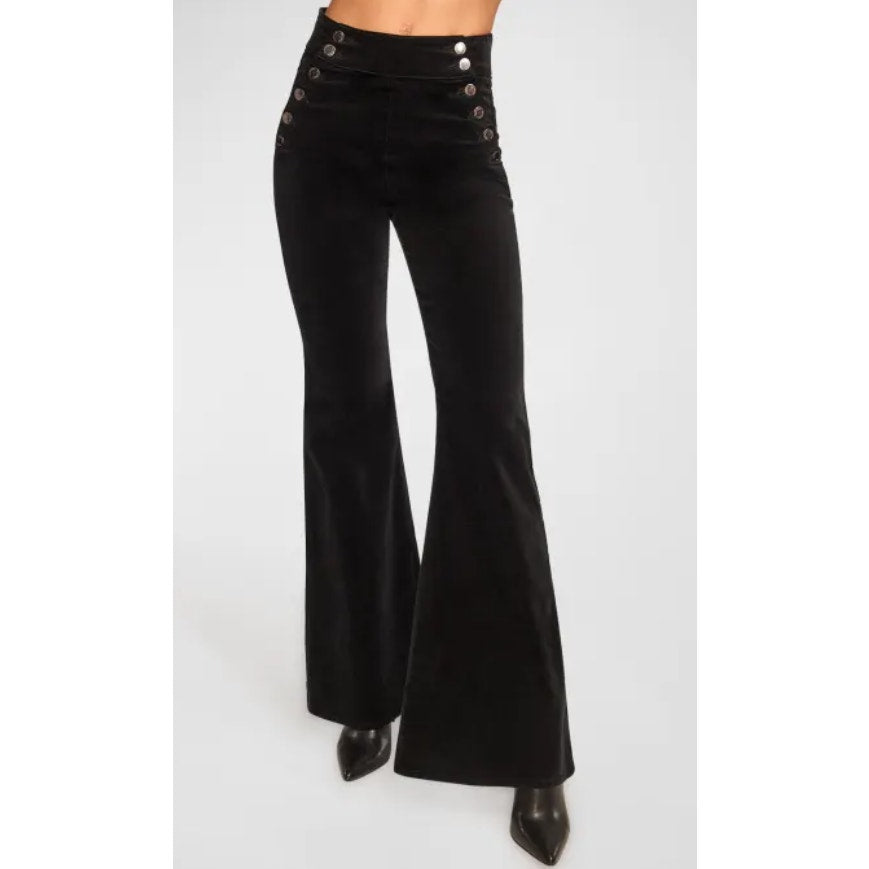 Ramy Brook 'Helena' Black High-Rise Velvet Flare Pant Size 26 - NWT