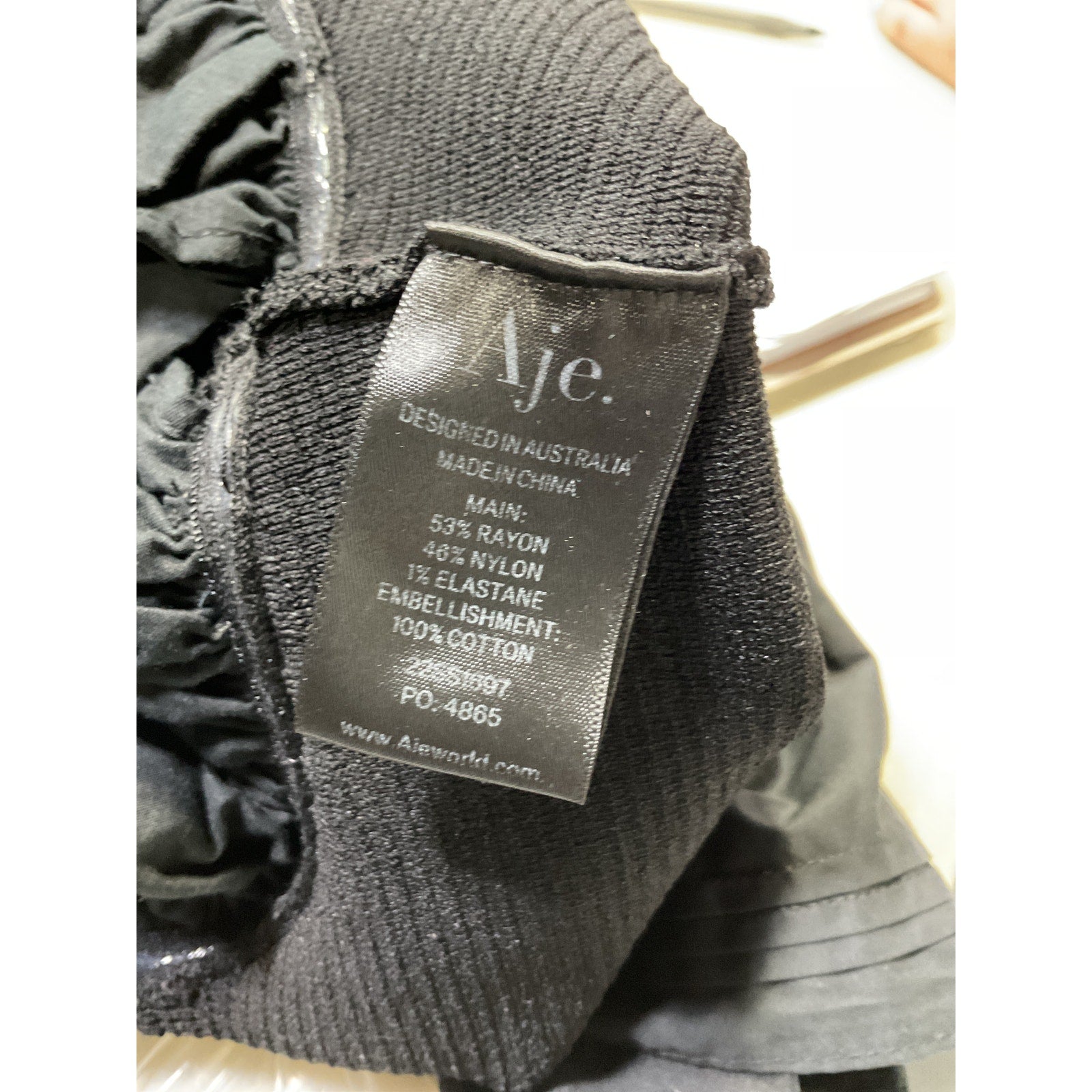 Aje 'Corinne' Black Poplin Square Neck Ruffled Knit Crop Top Size XXS