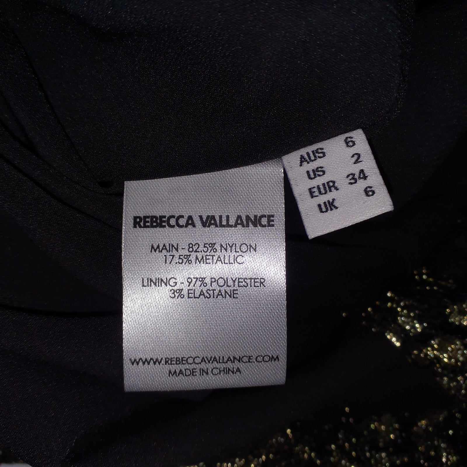 Rebecca Vallance 'Clementine' Gold Nylon Long Sleeve Mini Dress Size 2