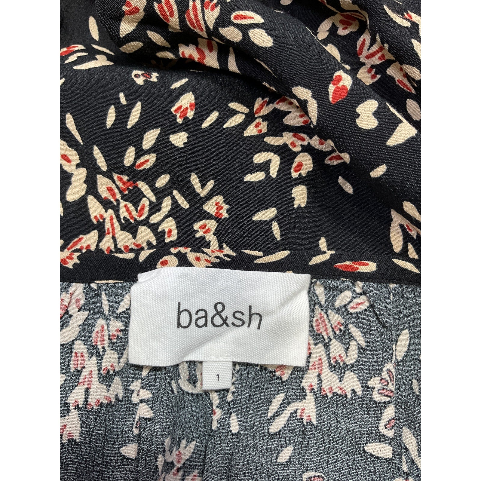 Ba&Sh 'Volver' Black Viscose Floral Print Mini Dress Size S