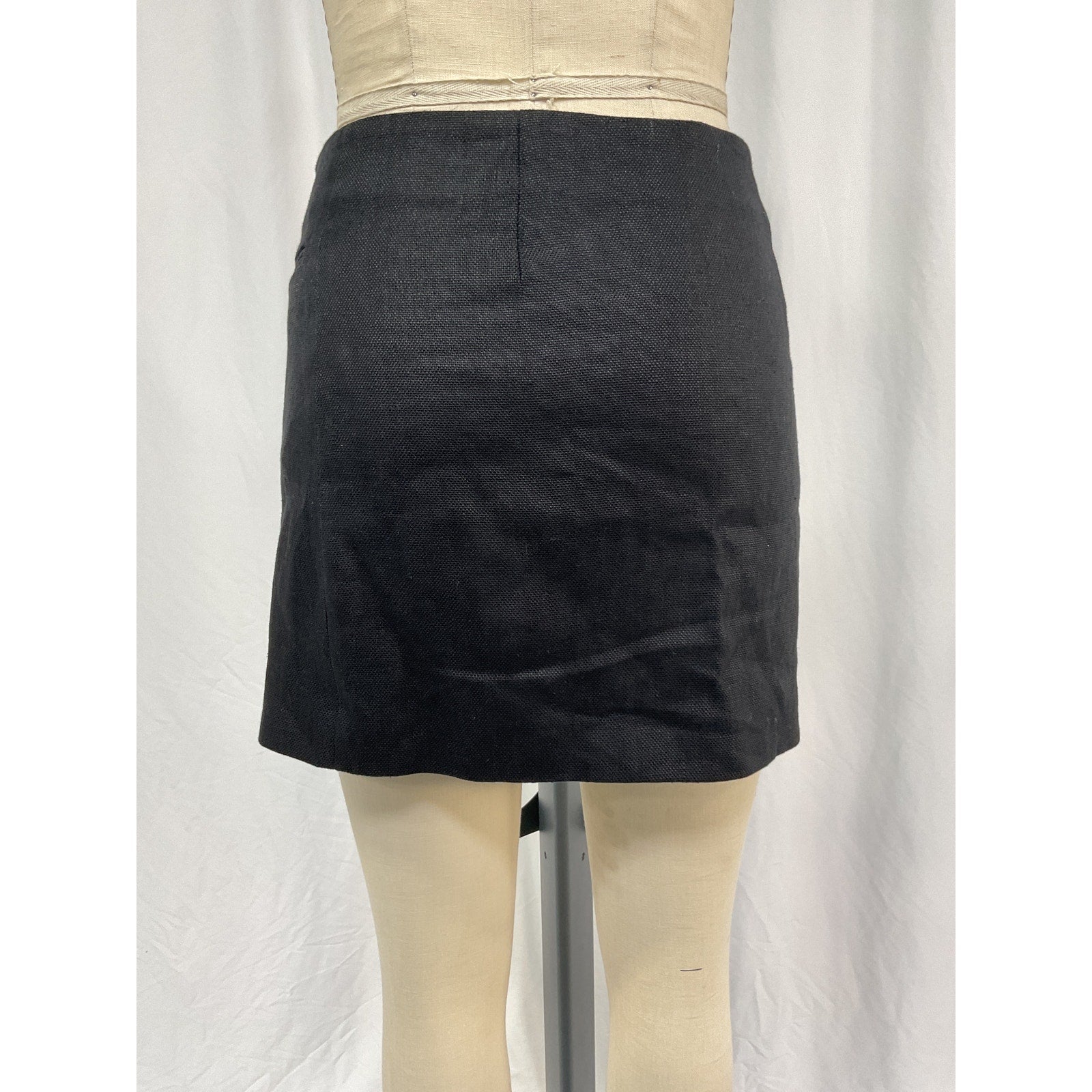 Anine Bing 'Natalia' Black Linen Wrap-Front Mini Skirt Size S