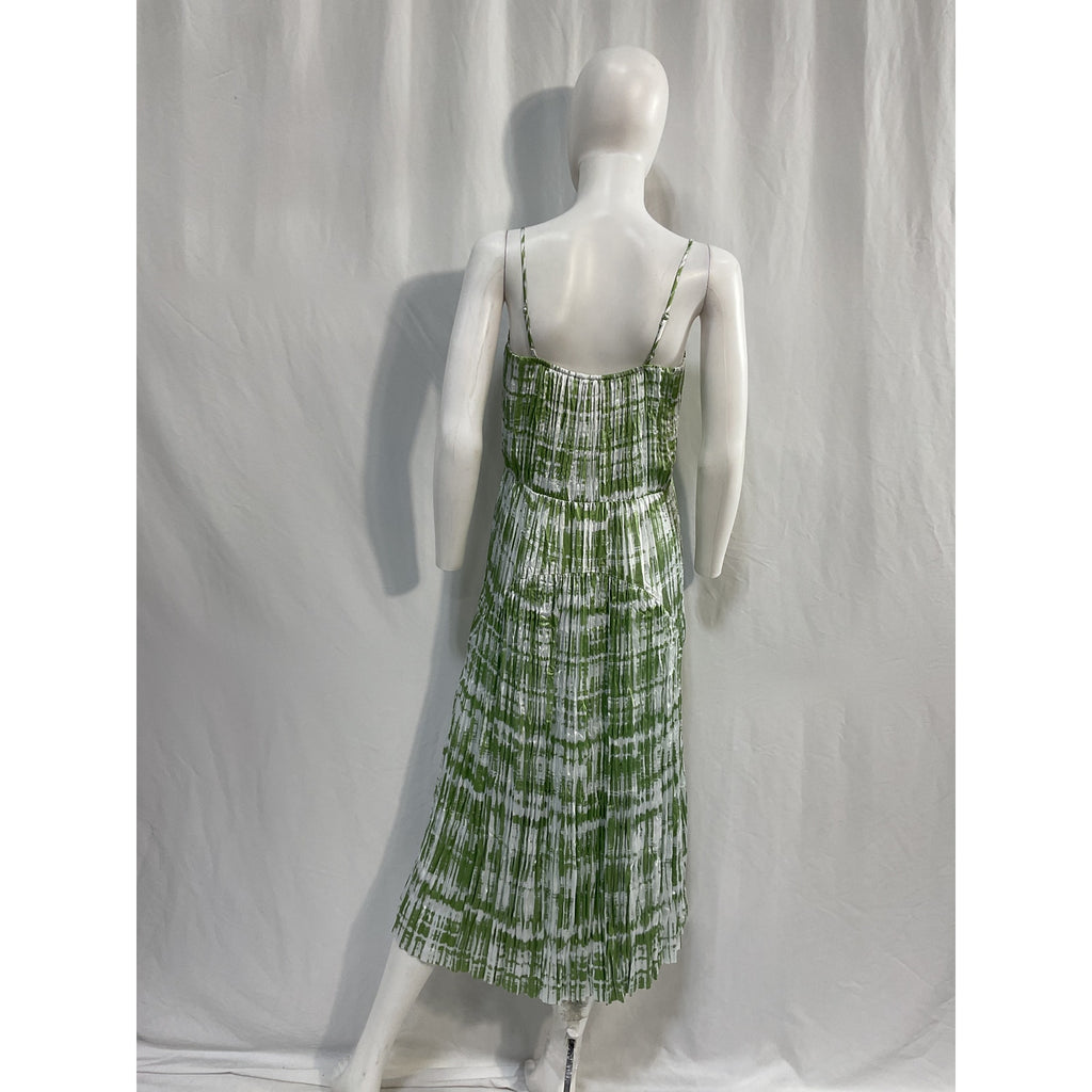 Vince 'Tie-Dye' White Polyester Ruched Silk Midi Dress Size S