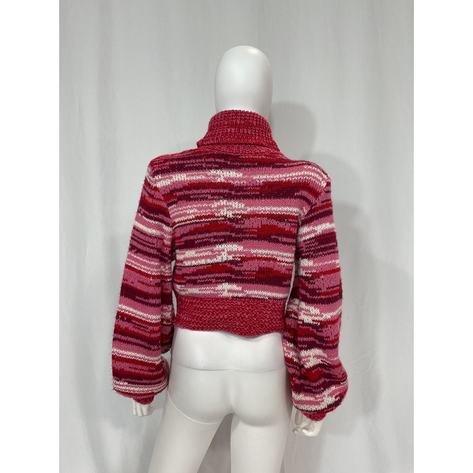 For Love & Lemons 'Wilma' Pink Cropped Ballon Sleeve Turtleneck Size M