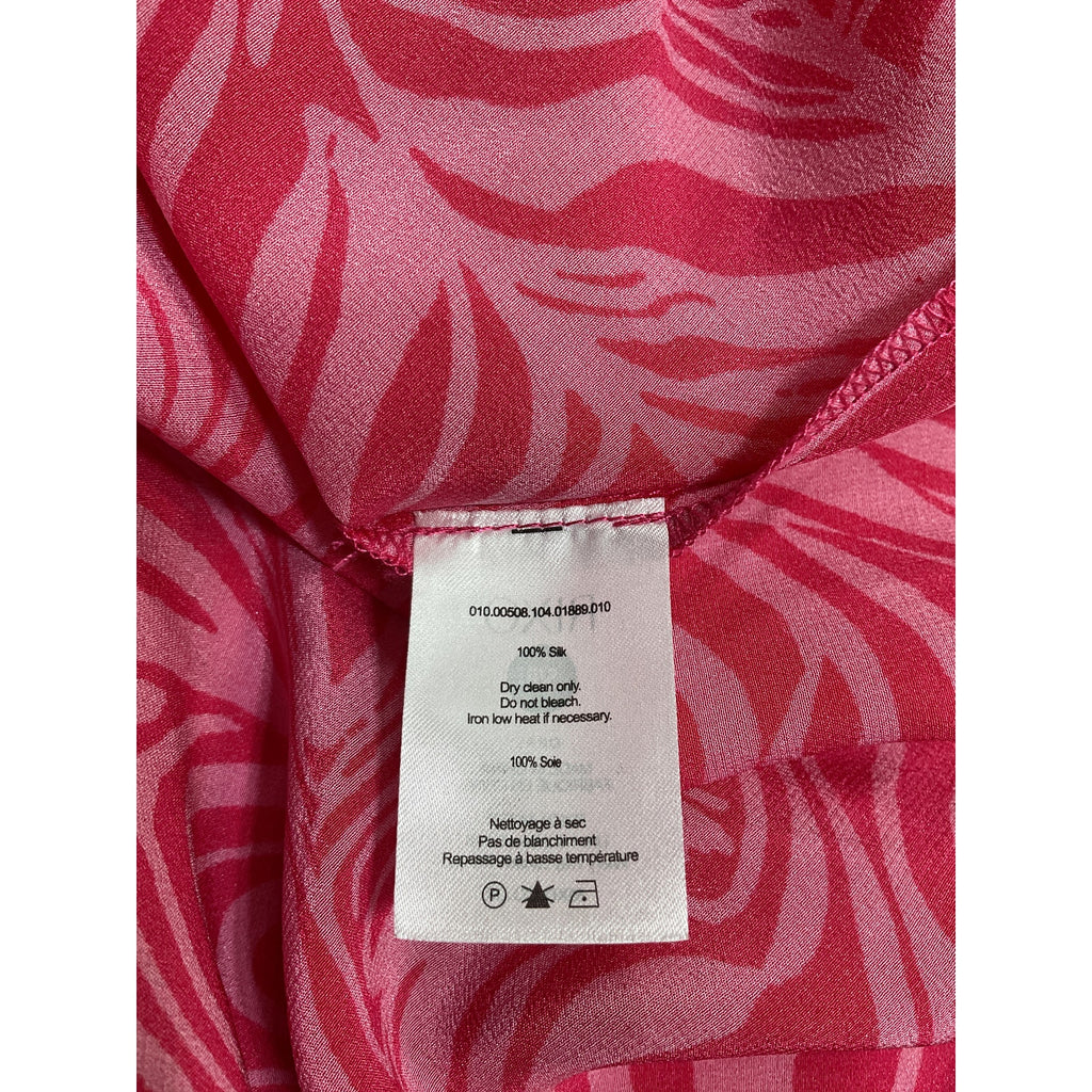 Rixo Opal Printed Pink Silk-Crepe Midi Dress Size S