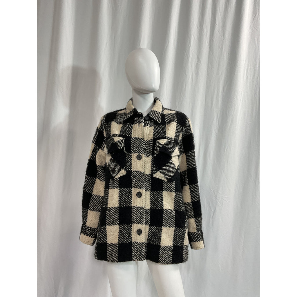 Nili Lotan 'Lenore' Black Barn Tweed Coat Size S