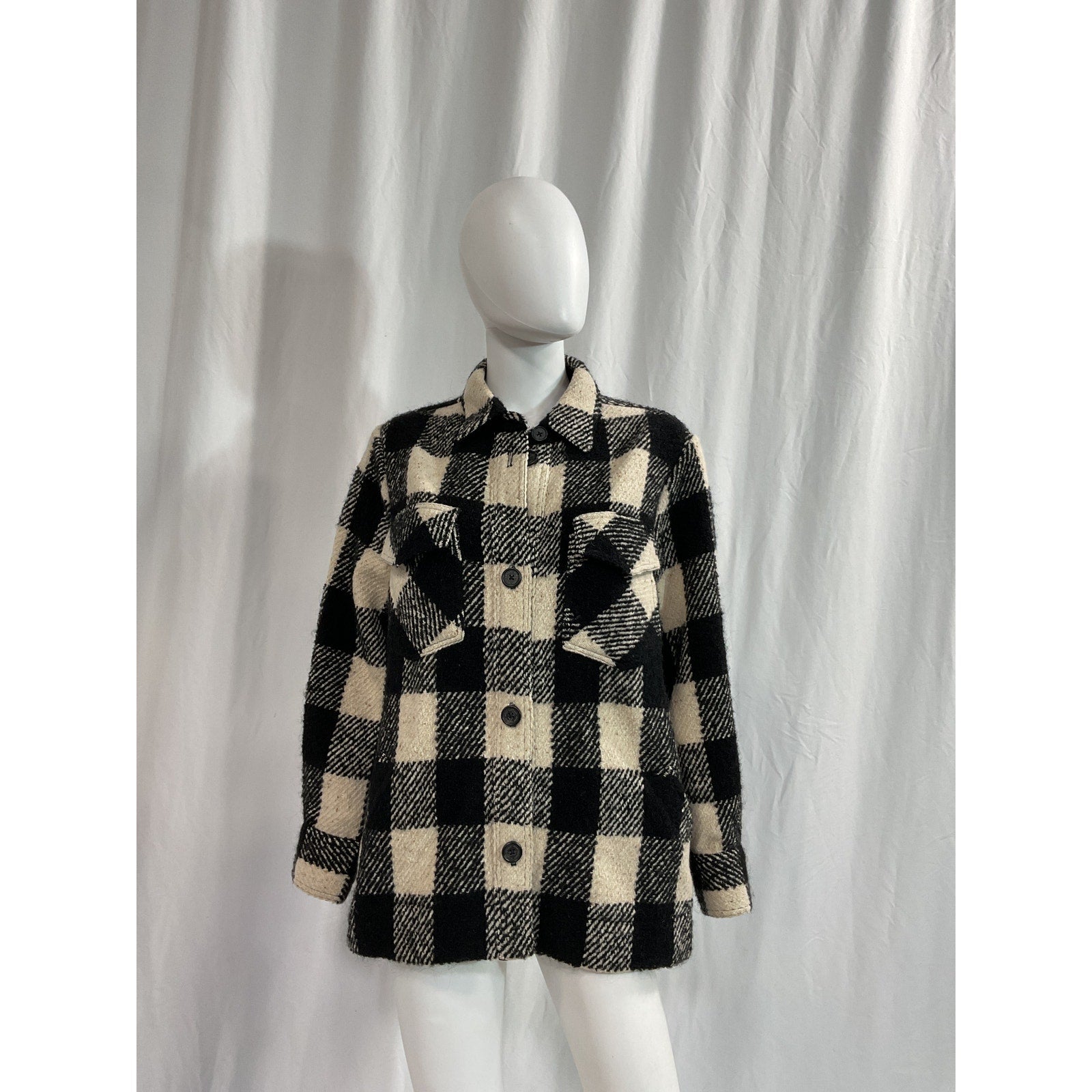Nili Lotan 'Lenore' Black Barn Tweed Coat Size S