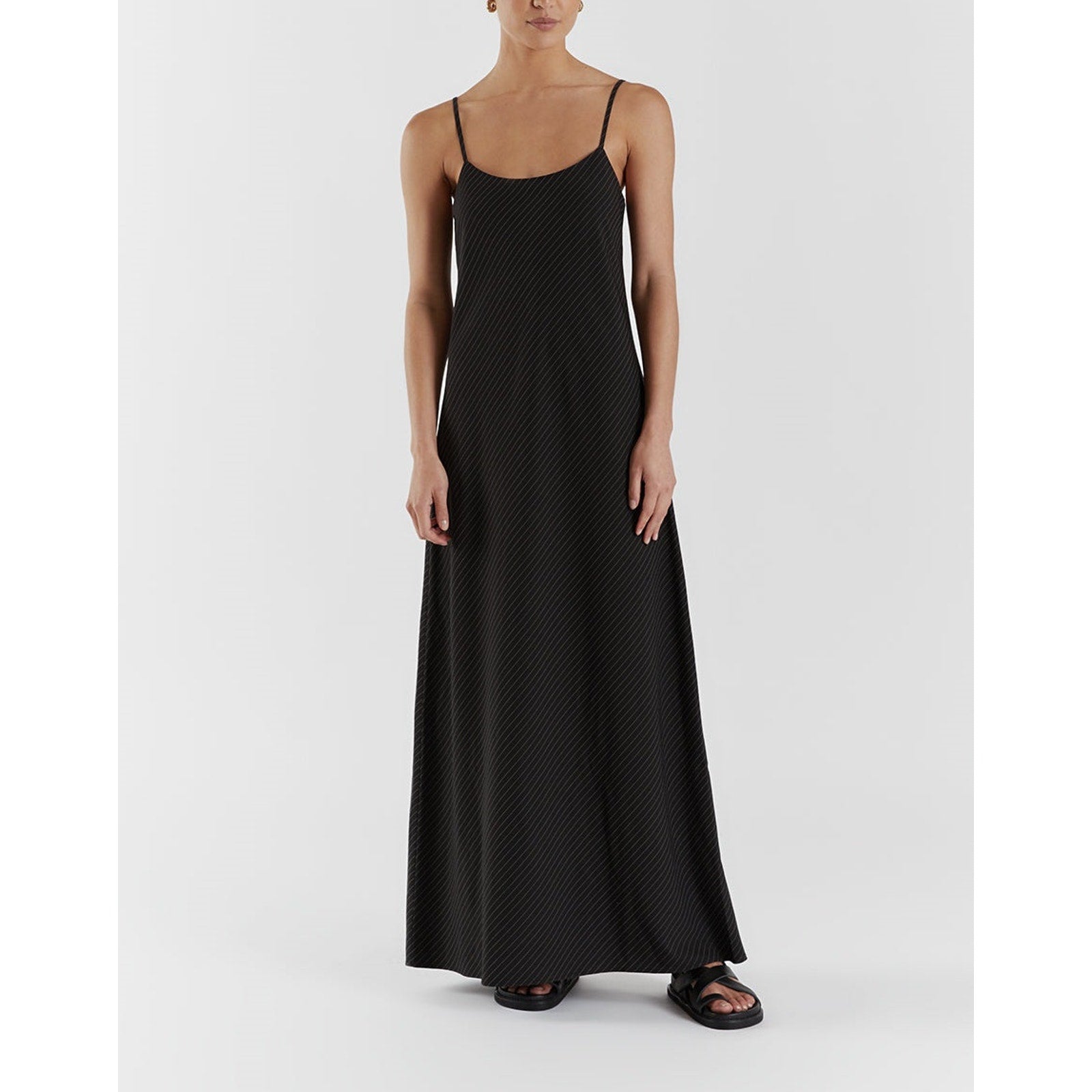 Dissh 'Diego' Black Polyester Pinstripe Maxi Dress Size 12