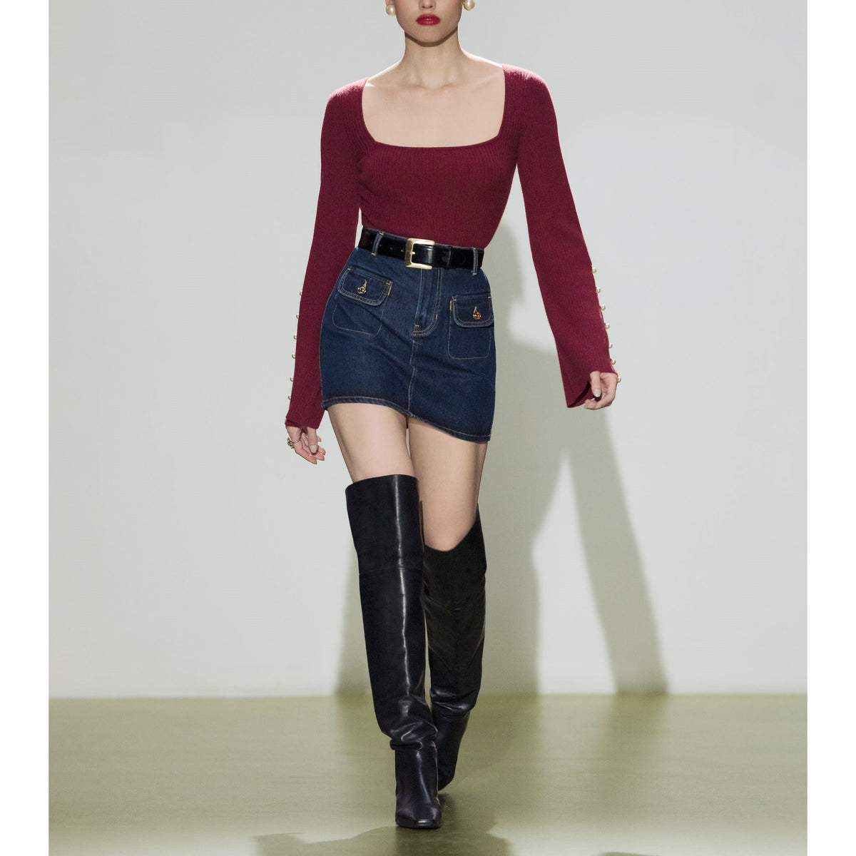 Reformation 'Elia' Blue Cotton Patch Pocket Denim Mini Skirt Size 23