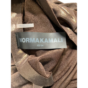 Norma Kamali Asymmetric Chocolate Drop Shoulder Side Drape Gown Size XS