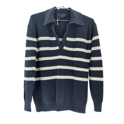 Hatch Striped Blue Hannah Size 2 Cotton Blend Sweater