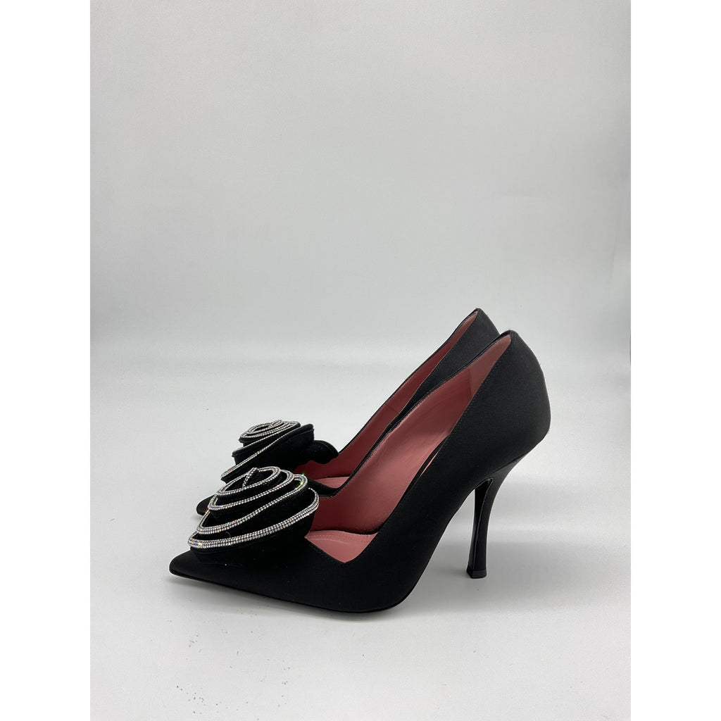 Les Petits 'Joueurs' Black Satin Marilyn Pump Size 39
