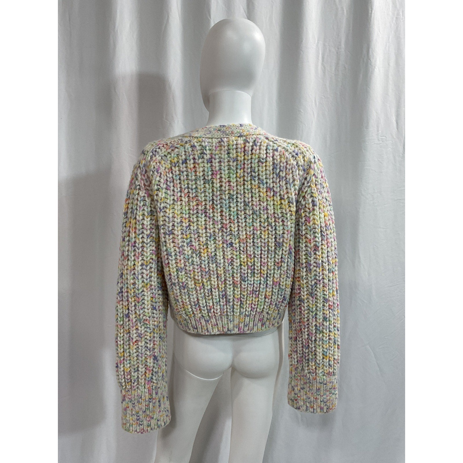 Loveshackfancy 'Meli' White V Neck Cotton Cardigan Size M