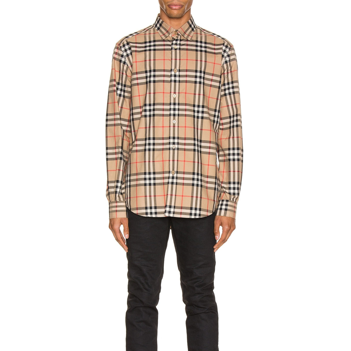 Burberry Classic Brown Nova Check Long Sleeve Mens Shirt Size S