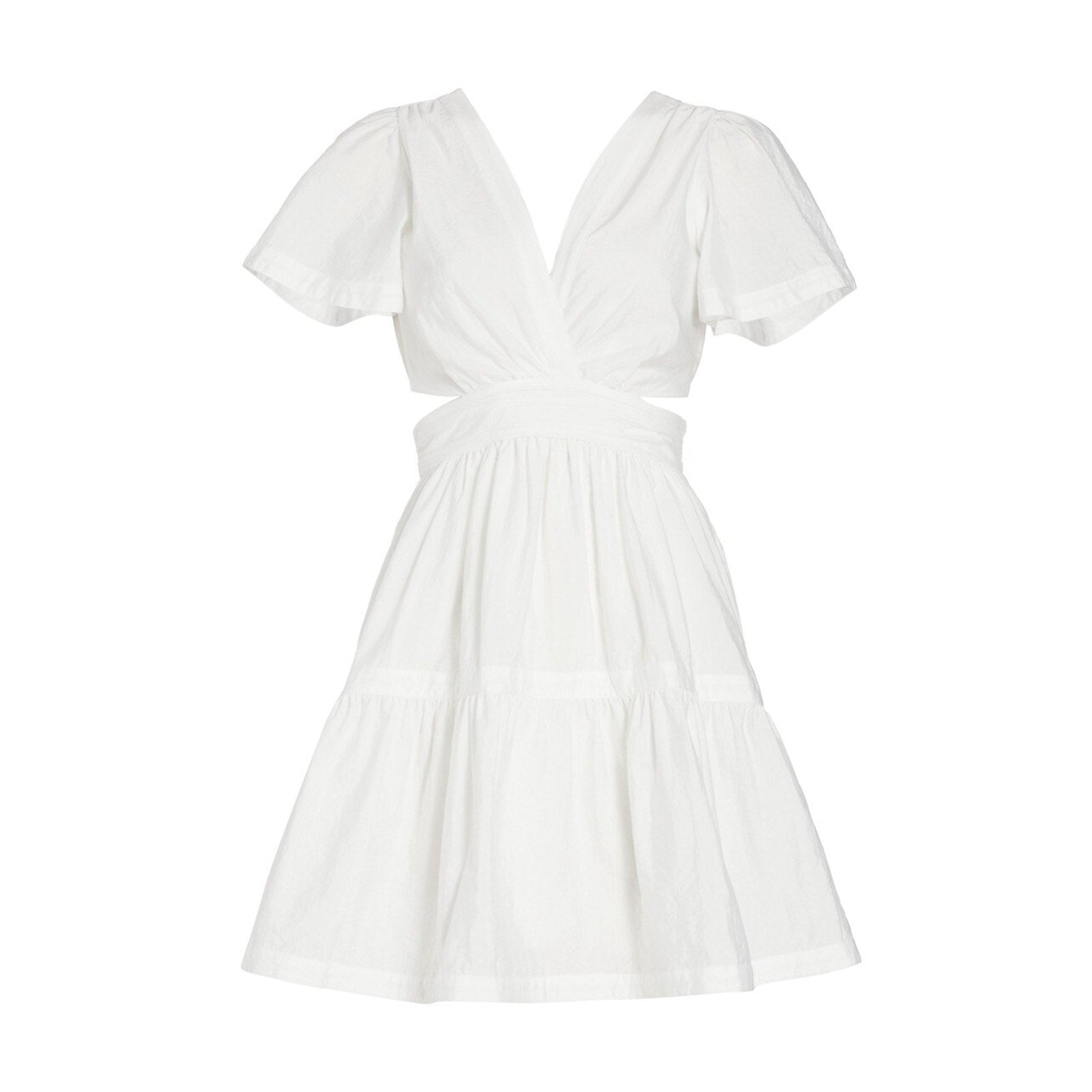 Cinq A Sept 'Judith' Cream Polyamide Tiered Waist Cut-Out Mini Dress Size 2