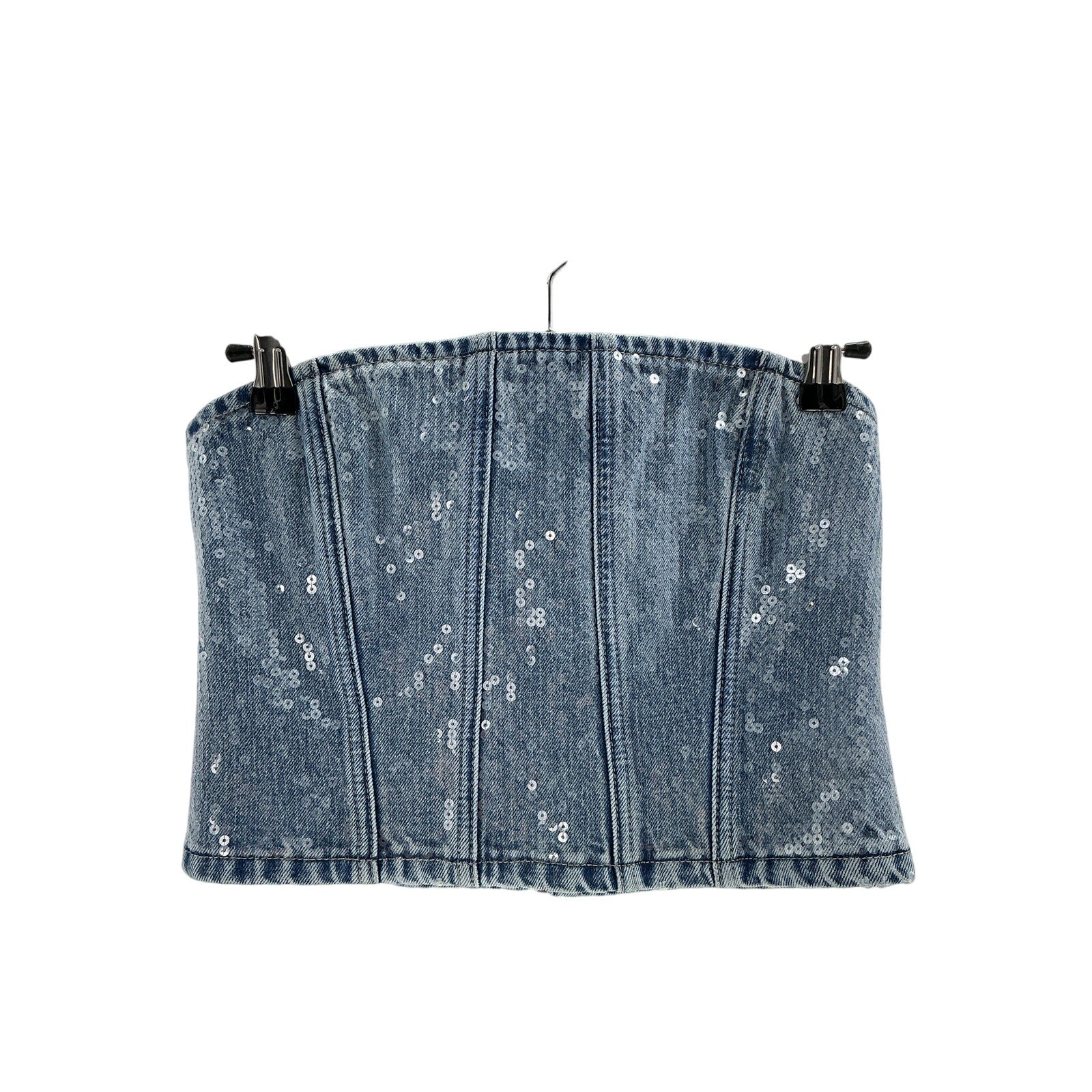 Grlfrnd X 'Lindsi' Blue Cotton Lane Aurora Sequin Bustier Size S