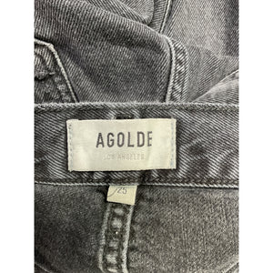 Agolde 'Riley' Black Cotton High Rise Straight Crop Denim Jean Size 25