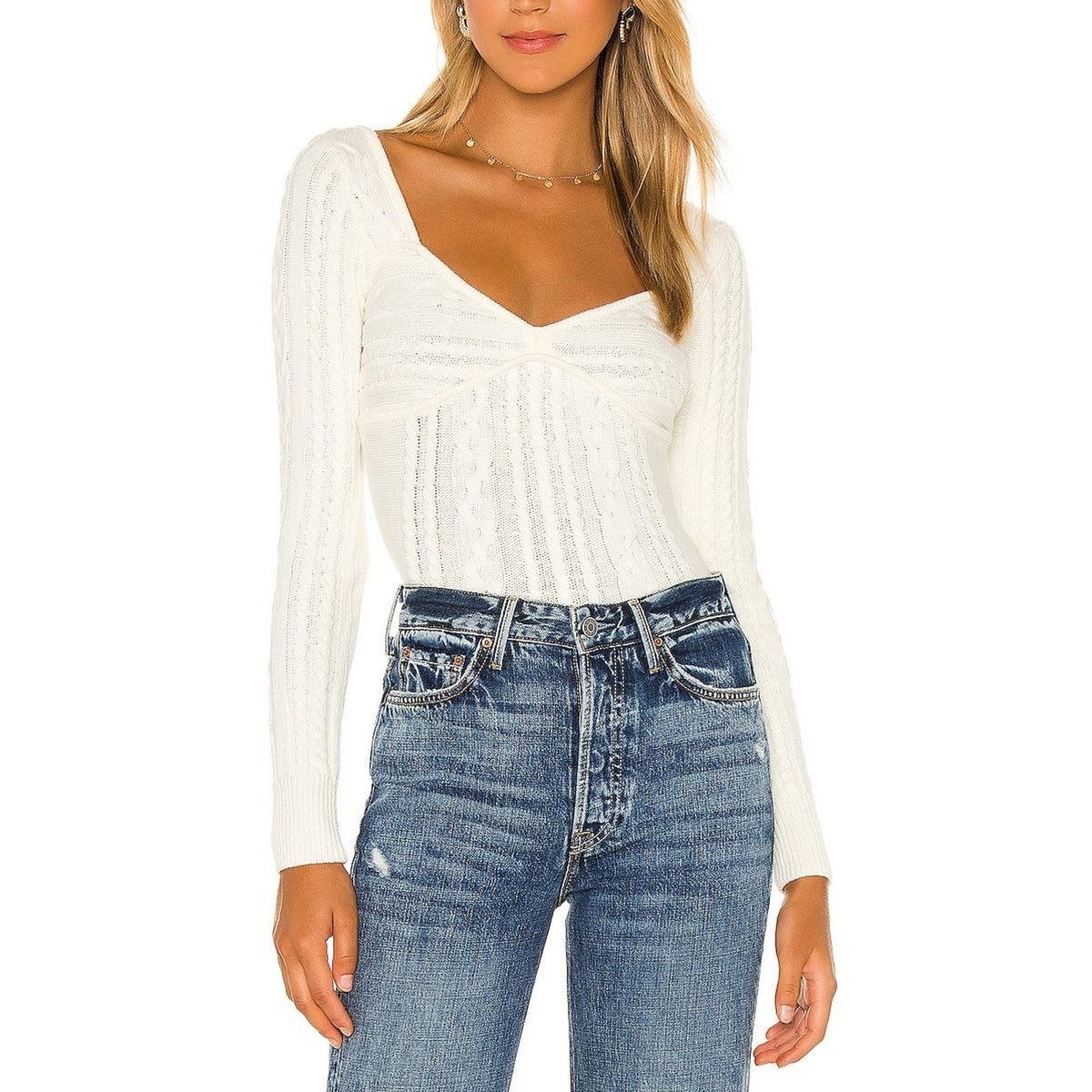 Majorelle Cable Knit Cream Fallone Sweater Size S