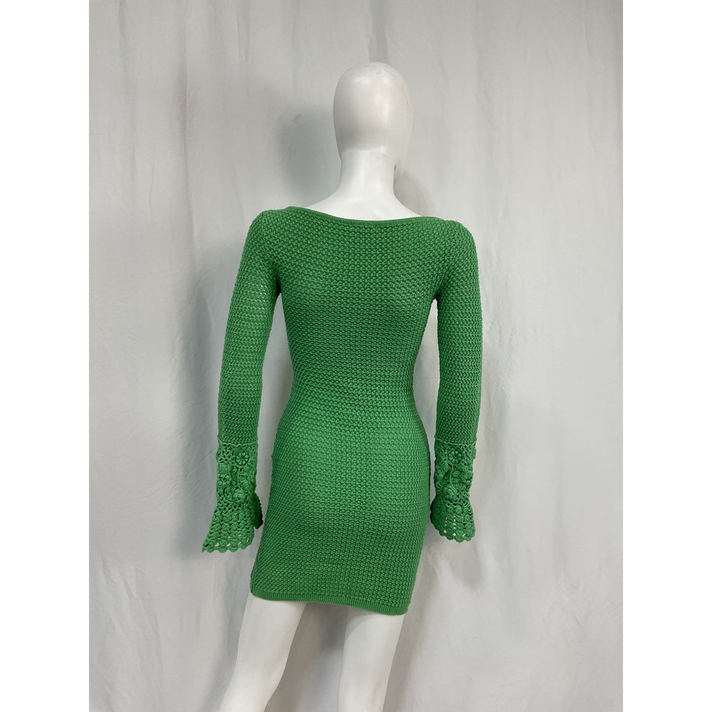 Tularosa 'Maisa' Green Cotton Crochet Mini Dress Size XS
