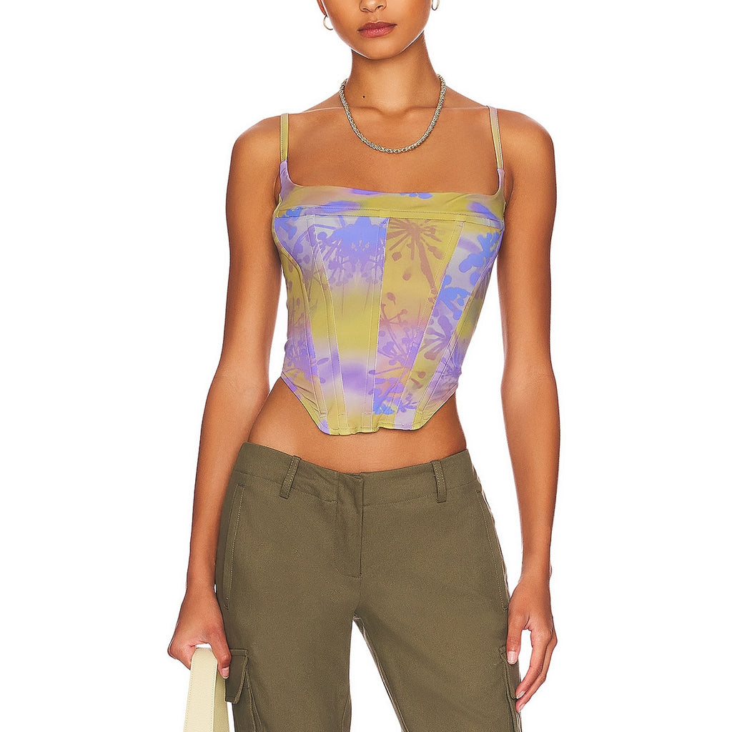 Miaou 'Paloma' Blue Nylon Elsesser V Corset Top Size XS