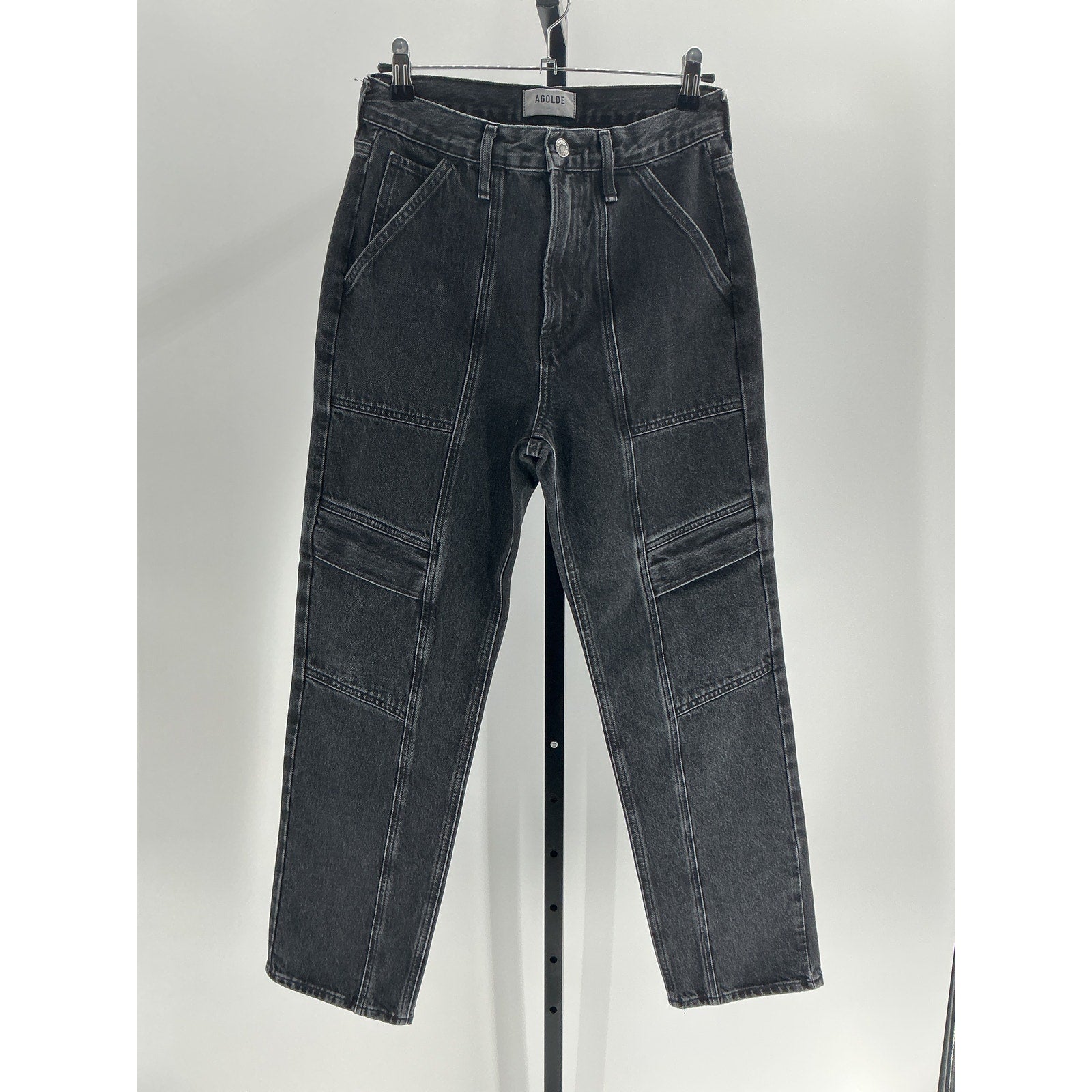 Agolde Cooper Black Cotton Cargo Denim Jean Size 25