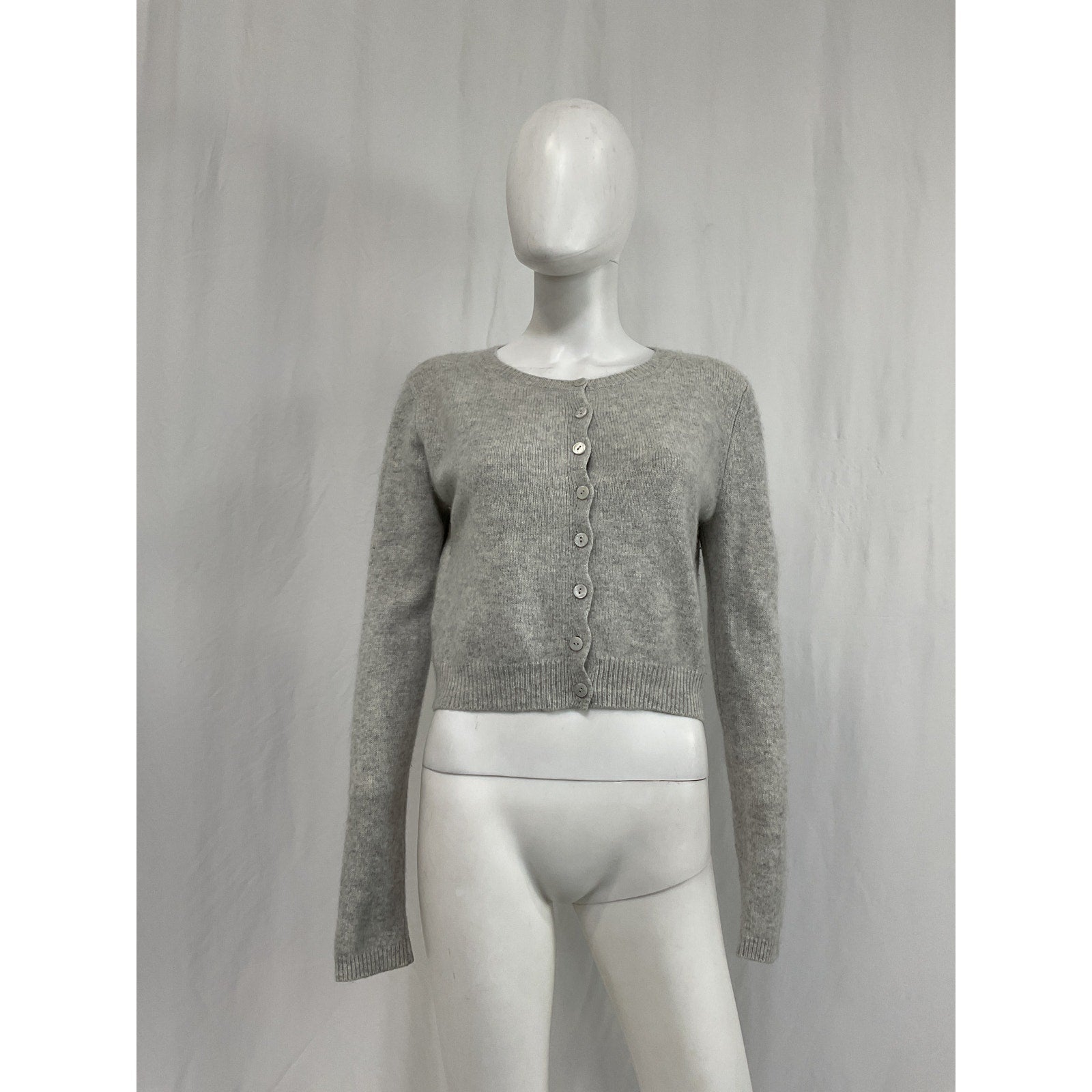 Reformation 'Clara' Grey Cashmere Crew Cardigan Size S