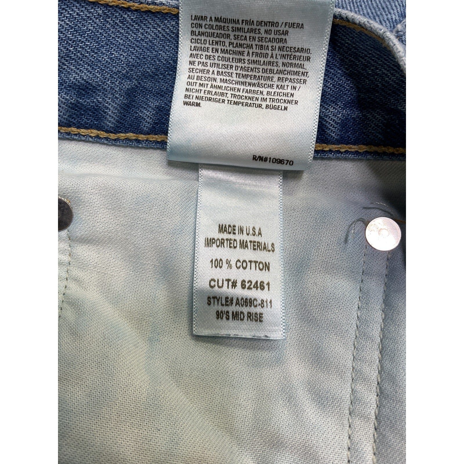 Agolde 90'S Blue Cotton Mid Rise Loose Fit Denim Jean Size 33