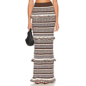 Tularosa Ruffled Brown Kaely Maxi Skirt Size XS