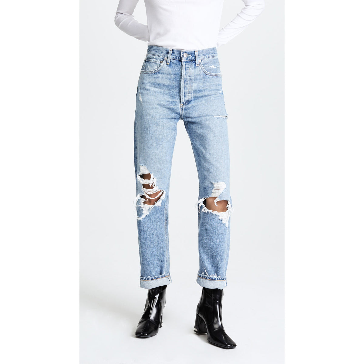 Agolde '90S' Blue Cotton Fit Mid Rise Loose Fit Denim Jean Size 22