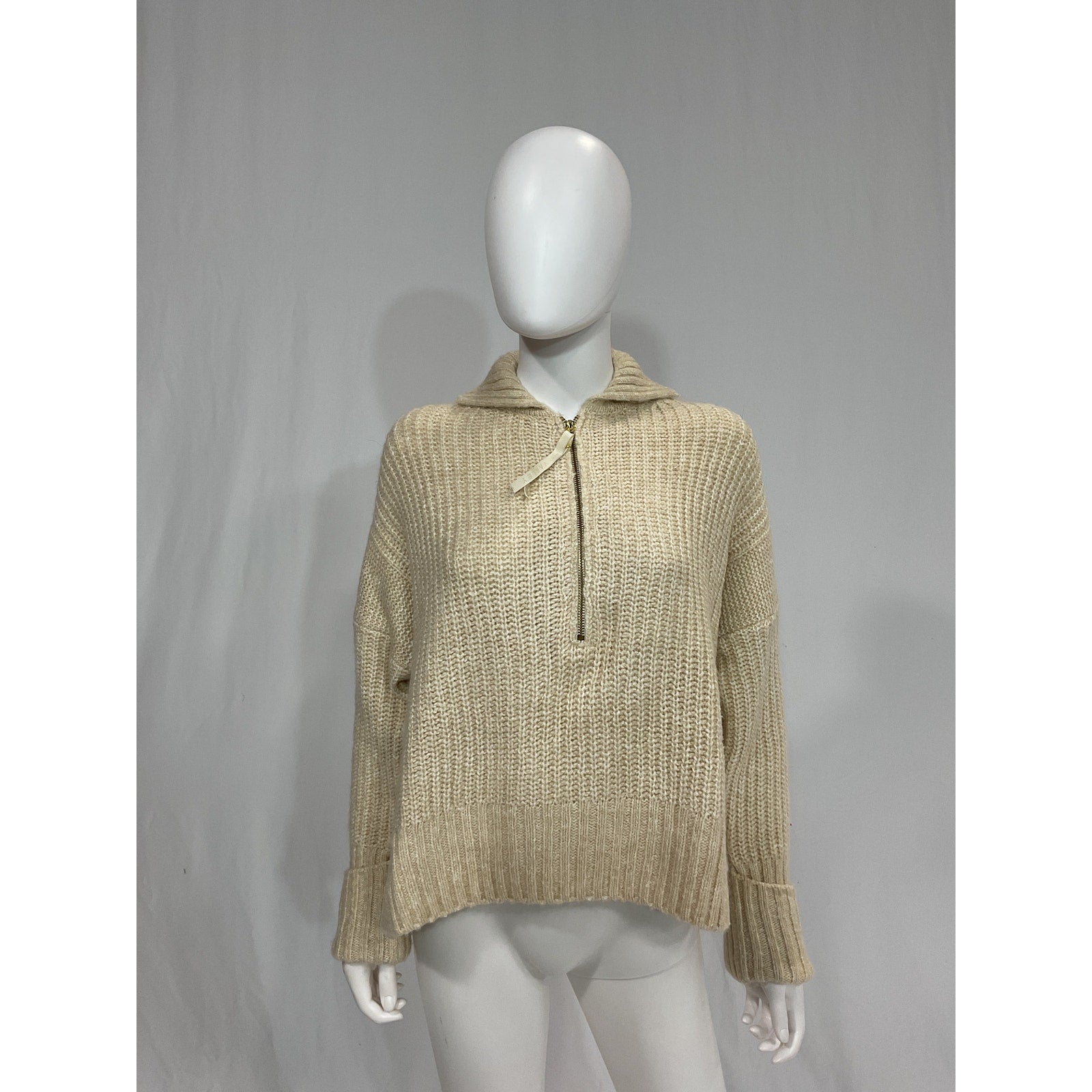 Varley 'Amelia' White Half Zip Knit Sweater Size XS