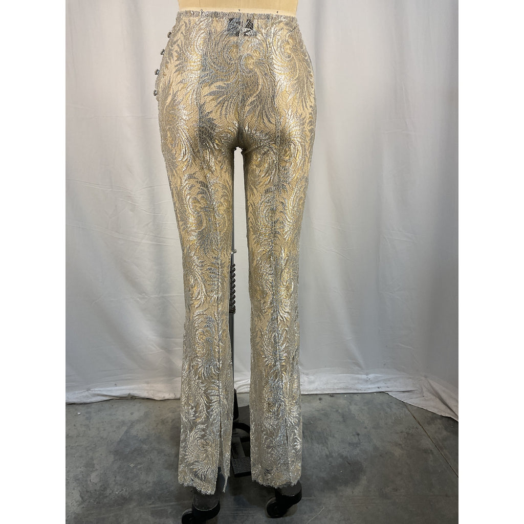 Coperni Lace Flared Silver Polyamide Trouser Size 36