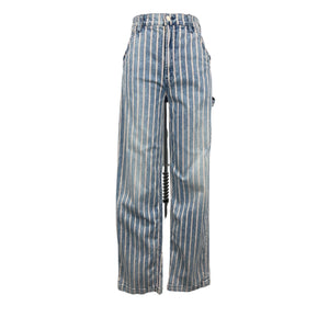 Mother Striped Denim Light Stud Finder Sneak Denim Jeans Size 24