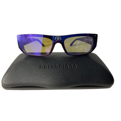 Balenciaga Purple Shield Rectangular Sunglasses