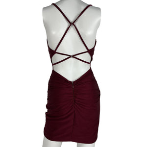 La Femme Ruched Burgundy Sheath Dress Size 0