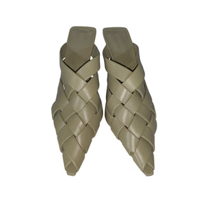 Bottega Veneta Woven Travertine Alfie Mule Pump Size 39 / US 9