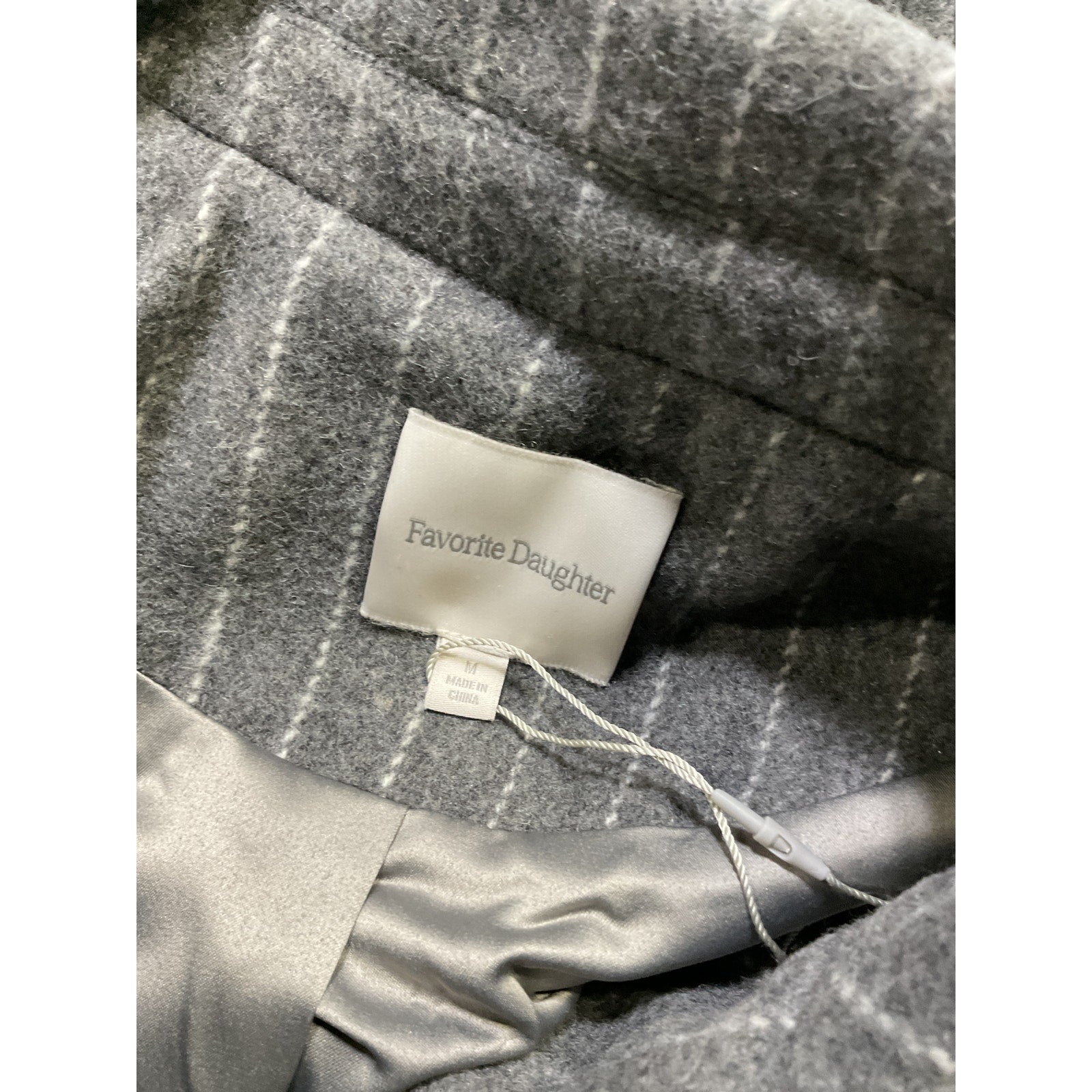 Favorite Daughter 'The Simon' Grey Pinstripe Double Breasted Longline Coat Size M - NWT