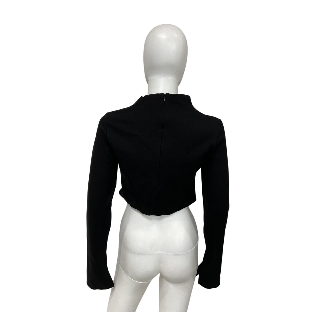 Nicholas 'Fleur' Black Viscose Cropped Ruched Jersey Top Size 8