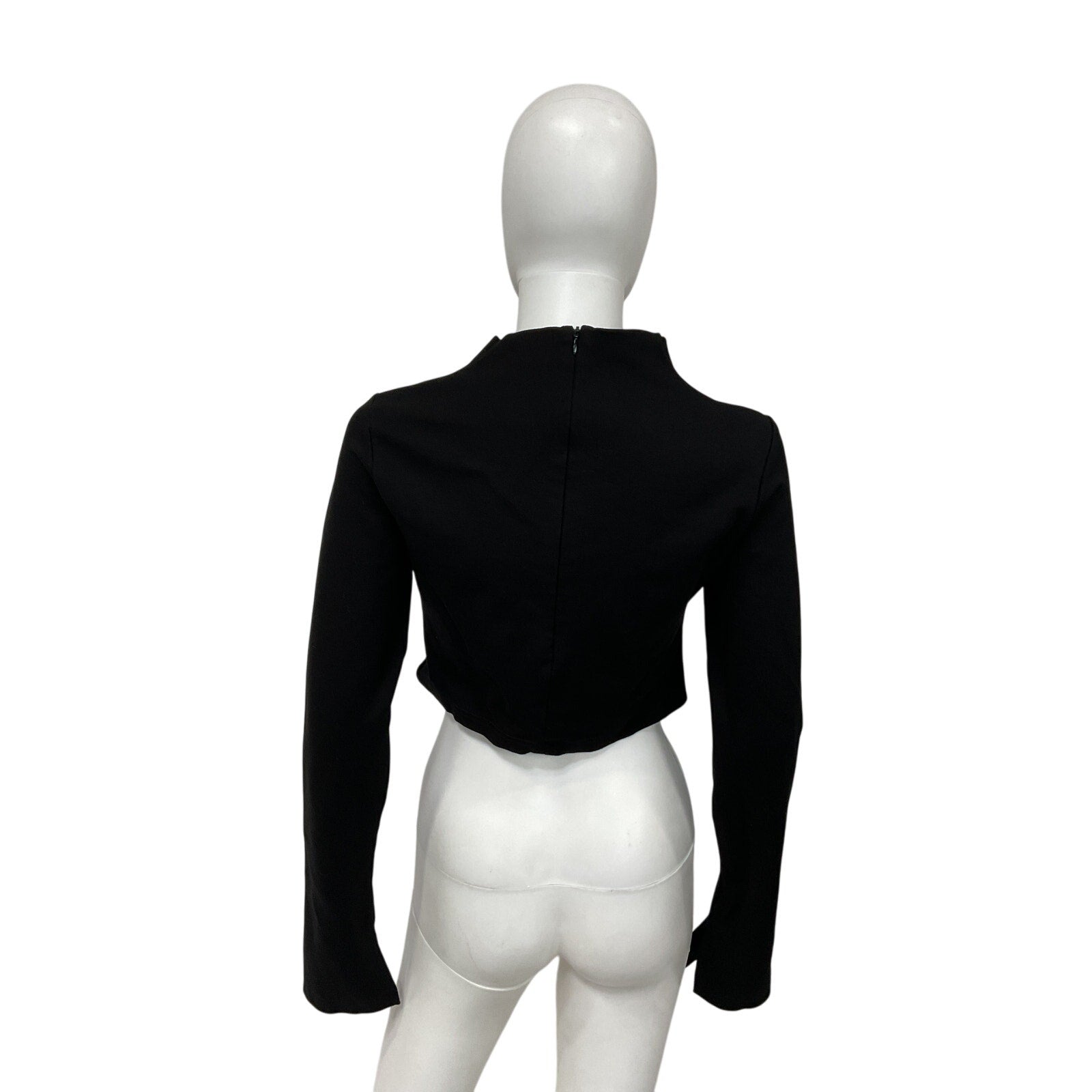 Nicholas 'Fleur' Black Viscose Cropped Ruched Jersey Top Size 8