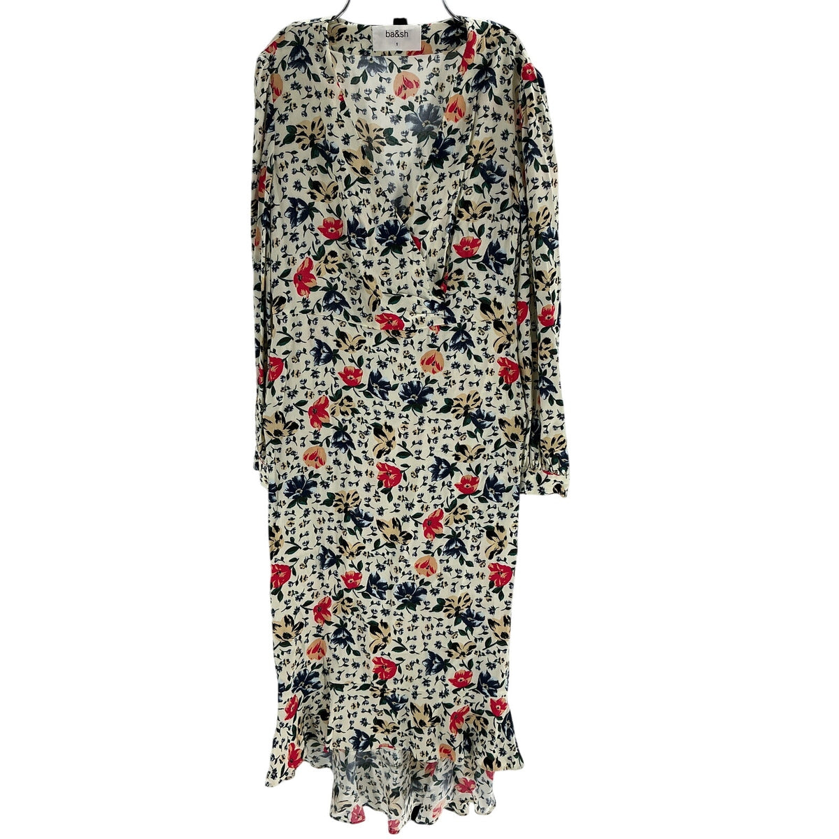 Ba&sh Wrap Effect Ivory Paloma Midi Dress Size 1