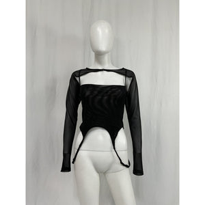 Miaou 'Phoenix' Black Polyester Top Size S