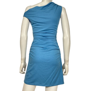 Reformation Ruched Blue Izara Mini Dress Size XS