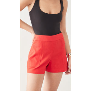 Theory Mini Utility Red Linen Shorts Size 0 - NWT