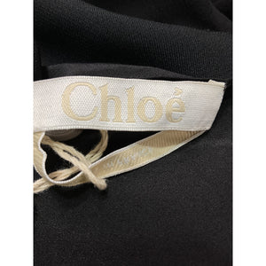 Chloé Elegant Black V Neck Midi Dress Size 36 EU / US 4 NWT