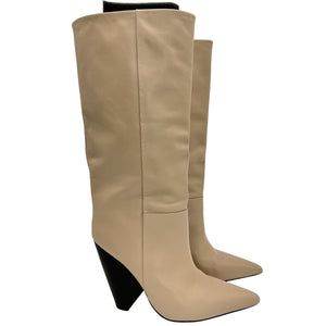 Raye Sleek Beige Angle Boots Size 8.5