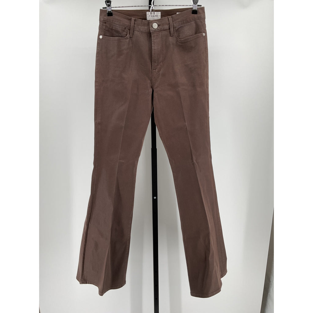 Frame 'Le' Brown Cotton High Flare Coated Size 31